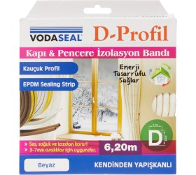 Resim 53.01.049 Kapı Pencere Izolasyon Bandı, Kauçuk Profil, Kendinden Yapışkanlı, Beyaz 