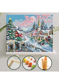 Resim Sayılarla Boyama Tuval Seti 40X50 Cm - Kar Manzarası 