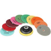 Resim Lemestar 10'lu 3 İnç Elmas Esnek Islak Cilalı Taşlama Disk + 1 Taban Pedi - Mermer, Grani,çok Renkli 