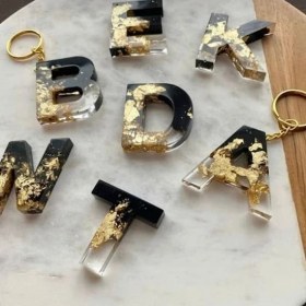 Resim Epoksi Çoklu Silikon Kalıp Düz L Harfi Anahtarlık Reçine Seri Döküm Kalıbı 4 cm 10 Lu 