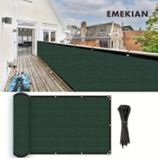 Resim EMEKIAN Balkon Gizlilik Ekranı Çiti, Gizlilik Hasar Kalkanı Örtüsü Ağlı Rüzgarlık Korkuluk Perdesi Kapaklar ile, Güverte, Veranda, Arka Bahçe, Havuz için UV Koruma (1 adet, Koyu Yeşil) 