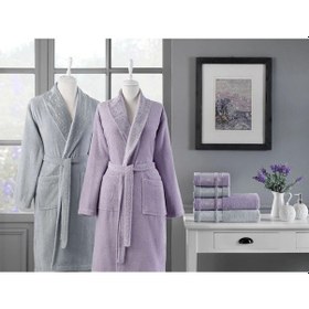 Resim Özdilek Dori Aile Bornoz Seti 6 Parça Lila-gri Çok Renkli 