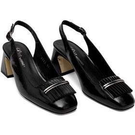 Resim Elit Nivara Kadın Hakiki Deri Klasik Topuklu Ayakkabı Siyah Siyah 