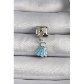Resim 316L Çelik Gümüş Renk Mavi Renk Sallantı Elbise Model Nomination Charm 