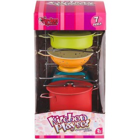 Resim Nessiworld ATF-683G-5 Renkli Raflı Emaye Tencere Tava Seti 7 Parça -Vardem Oyuncak 