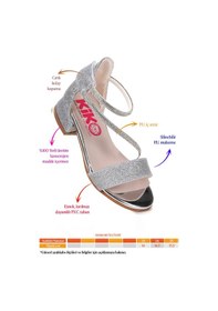 Resim Kiko Kids Yada Kum Simli Kız Bebek 2 Cm Topuklu Sandalet Abiye Ayakkabı Gümüş Gümüş 