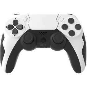 Resim Beyaz Siyah-kablosuz Denetleyici Bt Gamepad Ps4 Ps3 Konsolu Pc Joystick Dokunmatik Yüzeyli 6 Eksenli Gyro Çift Titreşim Gecikmesi Ücretsiz Gamepad 