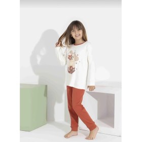 Resim Rapapa Kız Çocuk Baskılı Uzun Kollu Pijama Takımı - Sevimli Ev Giyimi-8408- 