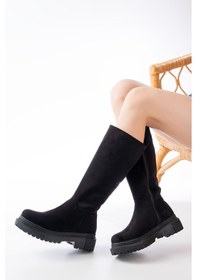 Resim 812-340 Siyah Süet Fermuarlı Günlük Kadın Çizme AÇIK GRİ 