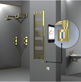 Resim Radiva HAITI Elektirikli Havlupan 400x1500 Düz Altın (KTX4 Termostat) 300W Spiral Kablolu 