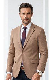 Resim Plus Scorpion Erkek Slim Fit Çift Düğme Çift Yırtmaçlı Blazer Ceket - Premium Dokulu Kumaş 
