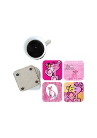 Resim Pembe Panter Dekoratif Ahşap Bardak Altlığı Seti 088 Çok Renkli 
