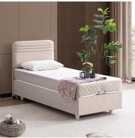 Resim Mila Tek Kişilik Baza Başlık Orthosoft Yatak Seti - Krem 90 x 190 