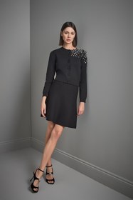 Resim Kloş Mini Siyah Triko Etek - Siyah / L 