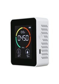 Resim Mufunye Evde Kullanım İçin Taşınabilir Co2 Ölçer - Sıcaklık Ve Nem Ölçümü Yapan Hava Kalitesi Monitörü Beyaz 