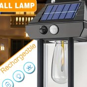 Resim 1 adet Güneş Enerjili Şarj Edilebilir Küçük Gece Lambası Hareket Sensörü ile - Retro Adım Işıkları, Dış Mekan Verandası, Veranda ve Bahçe Avlusu için, Dayanıklı Plastik Gövde, 36V veya Daha Az, Hareket Aktive Işıklandırma | Retro Tasarım | Enerji Verimli Işıklandırma, Veranda Işıkları 