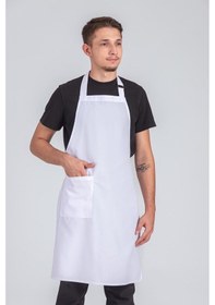 Resim Erkek Boyundan Asmalı Barista Şef Mutfak Önlüğü Beyaz 