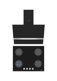 Resim Simfer Steam Siyah 2'li Cam Ankastre Set (3653 Ocak + 8738 Davlumbaz) 