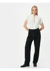 Resim Koton Kısa Kollu Gömlek Düğmeli Regular Fit Kırık Beyaz 4sak60002ew 4SAK60002EW001 Ekru 