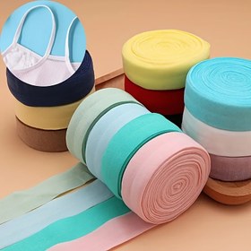 Resim 5-Yard Renkli Kenar Elastik Bandı, Polyester Katlama Şeritleri, DIY El Sanatları ve El Yapımı Malzemeler için Dikiş Giyim Kenar Aksesuarları 