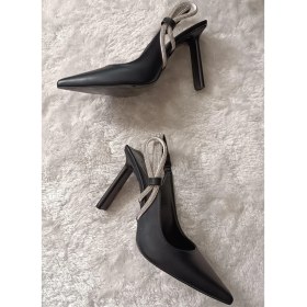 Resim Ruxene Astra Taş Işleme Detaylı, Sivri Burun, Topuk Dekolteli Saten / Mat Cilt 9,5 cm Stiletto 