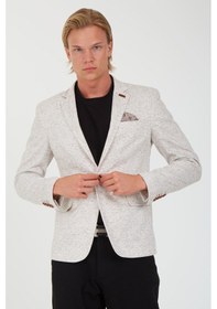 Resim Sposo 5106 Dar Kalıp Yarım Astarlı Bej Erkek Blazer Ceket Bej 