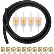 Resim Gateesat 15 Parça 6mm Yakıt Hortumu Seti 2 Metre 4 Filtre 10 Kelepçe 