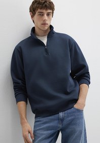 Resim Mavi Yarı Fermuarlı Lacivert Basic Sweatshirt 0S10278-70490 