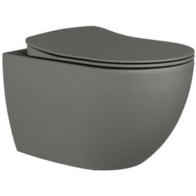 Resim Creavit Free Kanalsız Cool Grey Asma Klozet Fe322, Creavit Free Duck Duroplast Yavaş Kapak Gri 