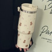 Resim 1 adet 30Oz HILAKE Sevimli Ayı Kemer Baskılı İzoleli Su Şişesi | Dayanıklı 304 Paslanmaz Çelik Seyahat Şişesi Spor Salonu, Ofis ve Kamp İçin | Okul Sezonu, Düğünler, Partiler, Noel, Şükran Günü, Anneler Günü, Doğum Günü İçin Mükemmel Hediye 