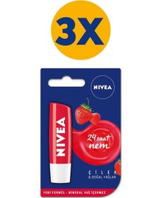 Resim Nivea Çilek Dudak Bakım Kremi 3 x 4.8 G 