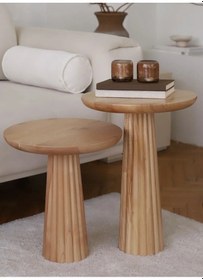 Resim Simillo Wood Wooden Ahşap 2'li Set Naturel Renk Mantar Yan Sehpa Modern Fiskos / Ç Kod:sml098495411 Ahşap 