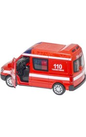 Resim Dzc Kuzenler Avm Diecast Metal Itfaiye Mercedes Sprinter Çek Bırak Işıklı Siren Sesli 14 cm Kapıları Açılır 