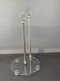 Resim Dekoratif Kristal Cam-metal İkili Havluluk Gümüş 