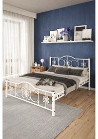 Resim Argimo Pero Çift Kişilik Ferforje Metal Beyaz Karyola 150x200 