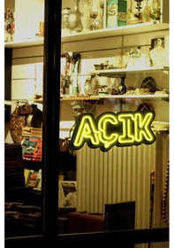Resim Açık Yazısı Neon Led Dükkan - İşyeri - Kapı Yazısı Sarı Sarı 