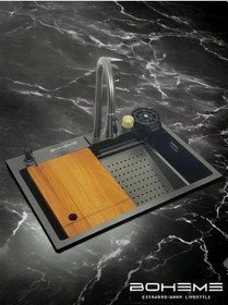 Resim Boheme Teknolojik Eviye Seti Şelale, Çelik Batarya Mutfak Evyesi 3 Fonksiyonlu Bataryası Dahil Diğer 