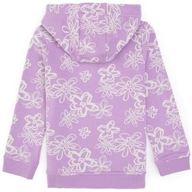 Resim U.S. Polo Assn. Kız Çocuk Lila Kapüşonlu Fermuarlı Çiçekli Sweatshirt 50317959-VR034 