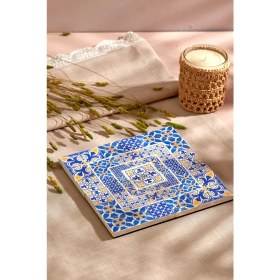 Resim Mavi ve Sarı Çini Traverten Nihale 