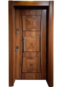 Resim Çelik Kapı Modelleri Ahşap Kaplama Kabartmalı Daire Kapısı Sağ 1 