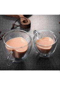 Resim Kalp Şeklinde Cam Bardak Çok Renkli 