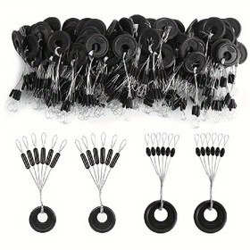 Resim 60 adet 10 Grup Kauçuk Balıkçılık Fenerleri, Siyah Balıkçılık Feneri Durdurucu, Balıkçılık Yüzer Fasulyeler, Levrek, Alabalık, Yayın Balığı İçin Balıkçılık Aksesuarları 