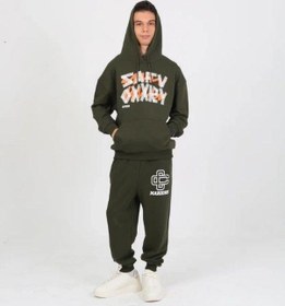 Resim Marions Erkek Çocuk Yazı Detaylı 2 İplik Kapüşonlu Sweatshirt-15229 Haki 