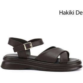 Resim Gönderi(R) Gönderi R Kadın Kahve Antik Tokalı Bantlı Hakiki Deri Sandalet Dyza75645262 Kahverengi 