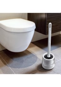 Resim Akrilik Kapaklı Silikon Yuvarlak Wc Fırçası, Silikon Wc Fırçası, Silikon Tuvalet Fırçası, Silikon Kolozet Fırçası Beyaz Siyah 