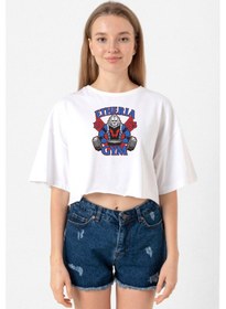 Resim He Man Etheria Gym 1985 Beyaz Kadın Crop Tshirt Beyaz 