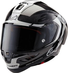 Resim Alpinestars Supertech R10 Carbon Element Spor Motosiklet Kaskı Siyah Gümüş 