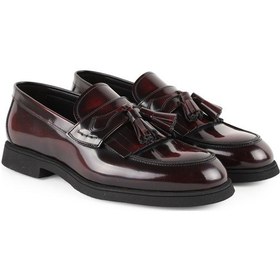 Resim Libero L5919 Hakiki Açma Deri Erkek Loafer Ayakkabı - Püsküllü Klasik Model Bordo 