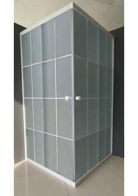 Resim Durul Duşakabin Kare Beyaz Çizgi Buzlu Beyaz 