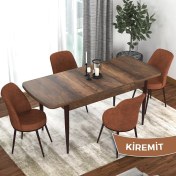 Resim Canisa Concept Kor Serisi Barok Ahşap Desen 70X114 Açılabilir Mutfak Masa Takımı, 4 Adet Sandalye 